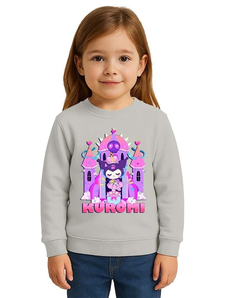 Unisex Kuromi Baskılı Çocuk Swaetshirt 3 İplik Şardonlu