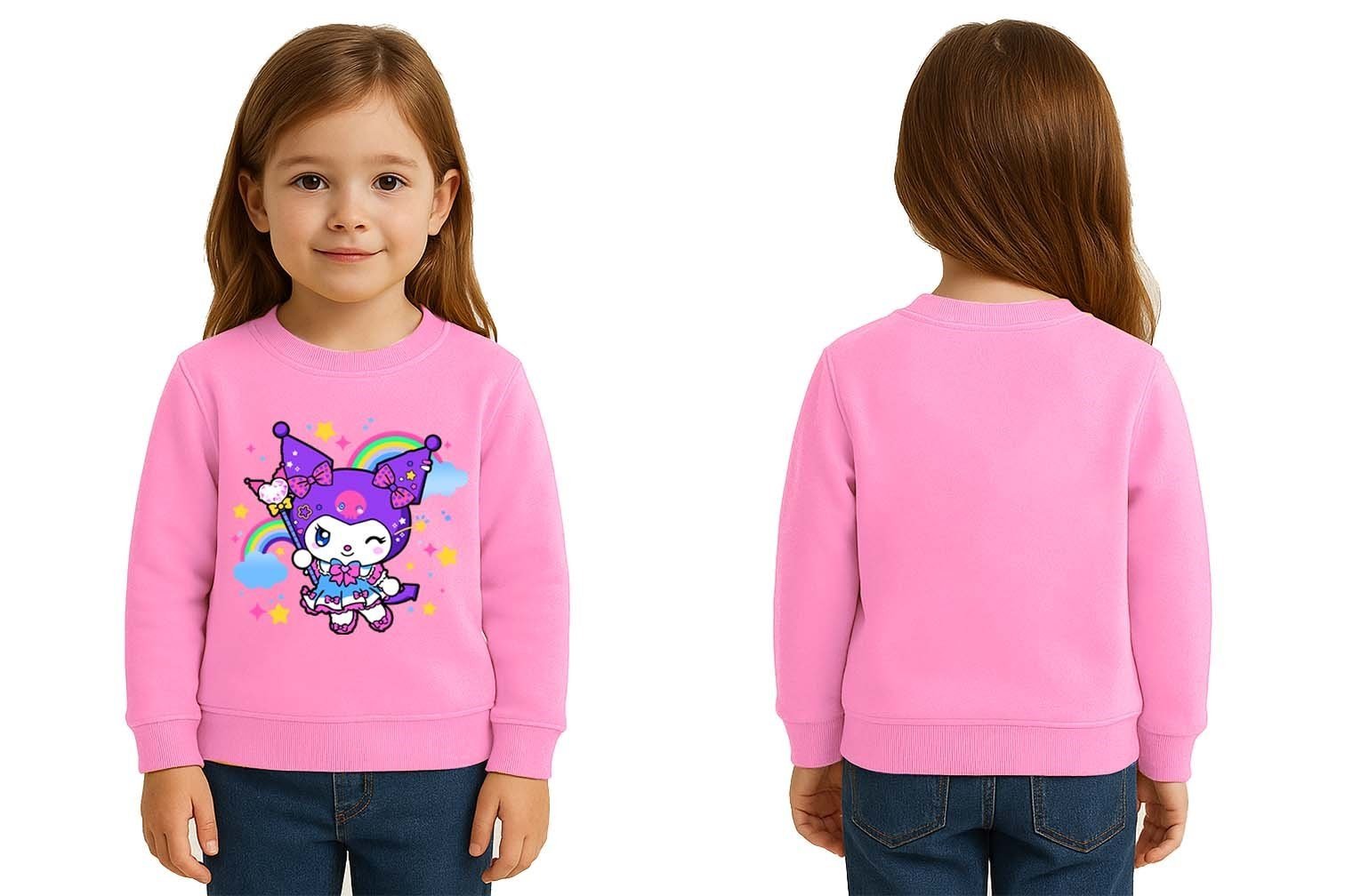 Unisex Kuromi Baskılı Çocuk Swaetshirt 3 İplik Şardonlu