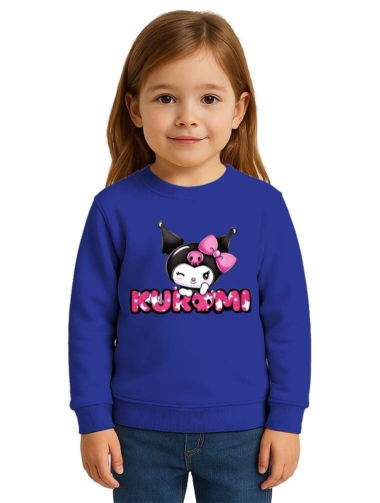 Unisex Kuromi Baskılı Çocuk Swaetshirt 3 İplik Şardonlu