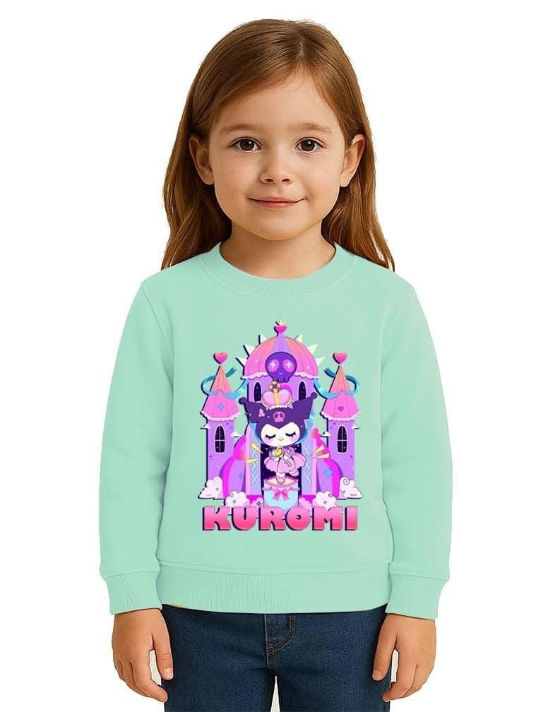 Unisex Kuromi Baskılı Çocuk Swaetshirt 3 İplik Şardonlu