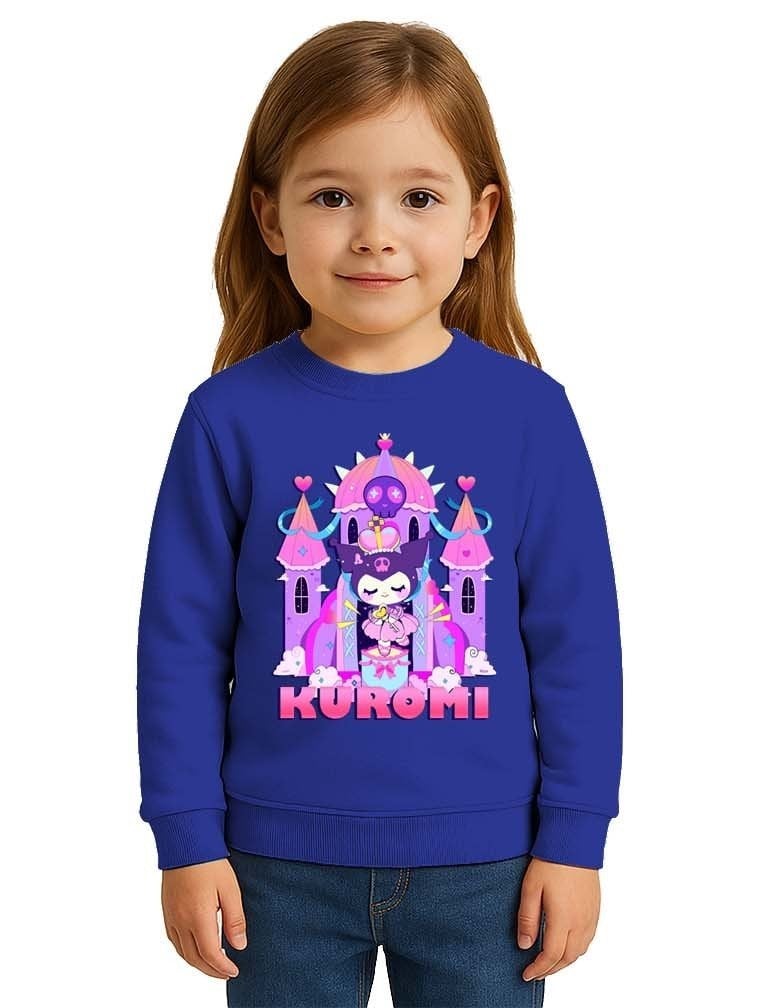 Unisex Kuromi Baskılı Çocuk Swaetshirt 3 İplik Şardonlu