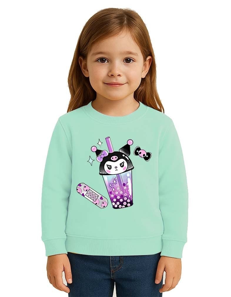 Unisex Kuromi Baskılı Çocuk Swaetshirt 3 İplik Şardonlu