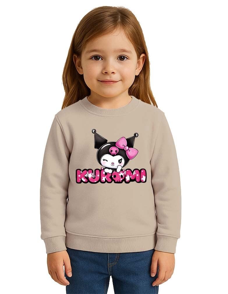 Unisex Kuromi Baskılı Çocuk Swaetshirt 3 İplik Şardonlu