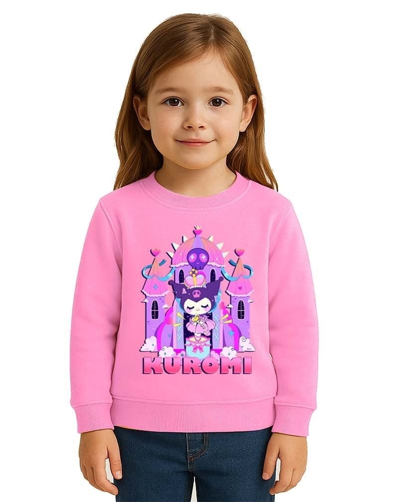 Unisex Kuromi Baskılı Çocuk Swaetshirt 3 İplik Şardonlu