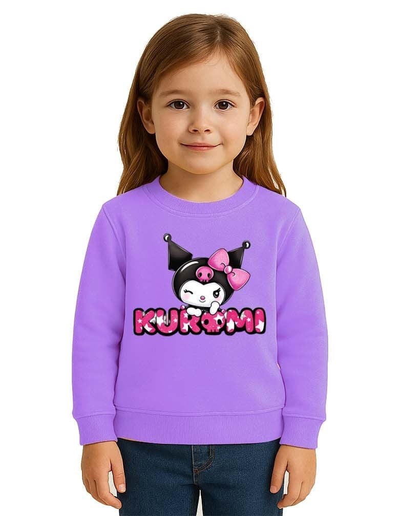 Unisex Kuromi Baskılı Çocuk Swaetshirt 3 İplik Şardonlu