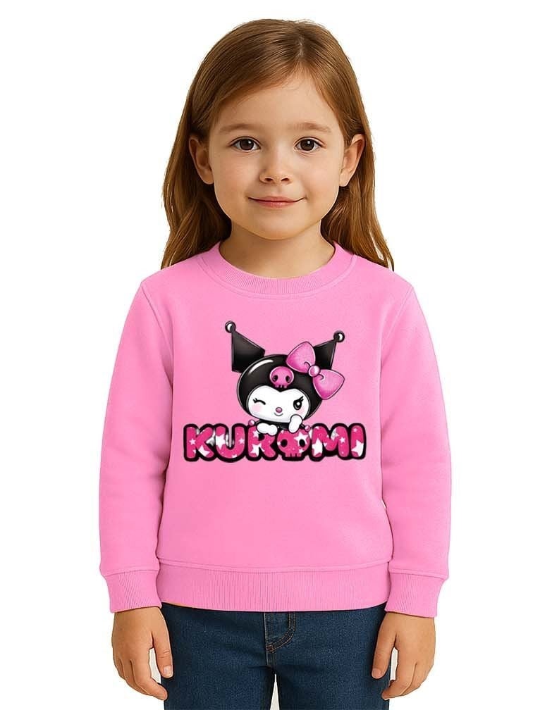 Unisex Kuromi Baskılı Çocuk Swaetshirt 3 İplik Şardonlu