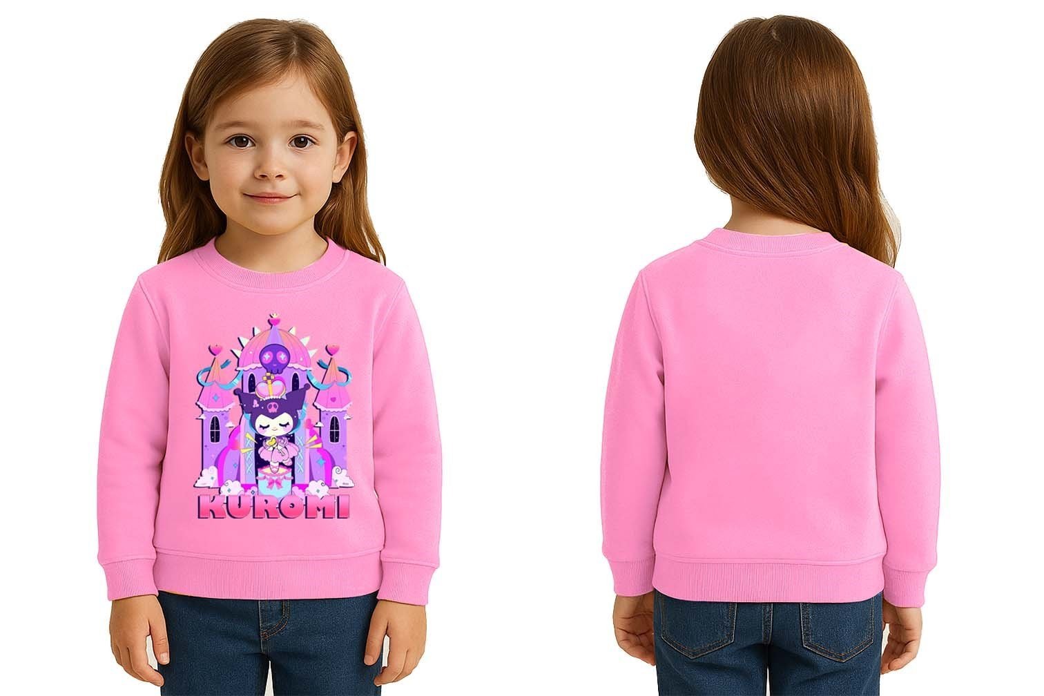 Unisex Kuromi Baskılı Çocuk Swaetshirt 3 İplik Şardonlu