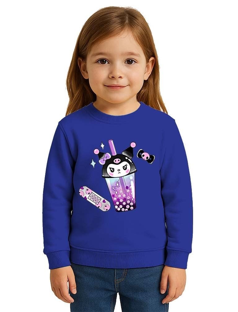 Unisex Kuromi Baskılı Çocuk Swaetshirt 3 İplik Şardonlu