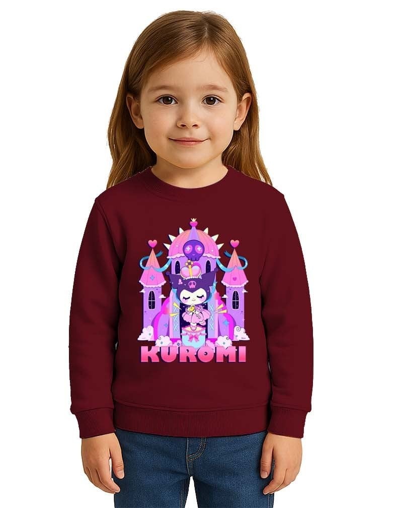 Unisex Kuromi Baskılı Çocuk Swaetshirt 3 İplik Şardonlu