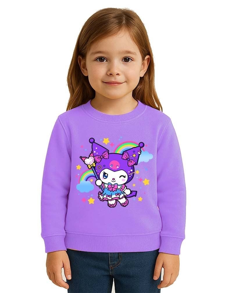 Unisex Kuromi Baskılı Çocuk Swaetshirt 3 İplik Şardonlu