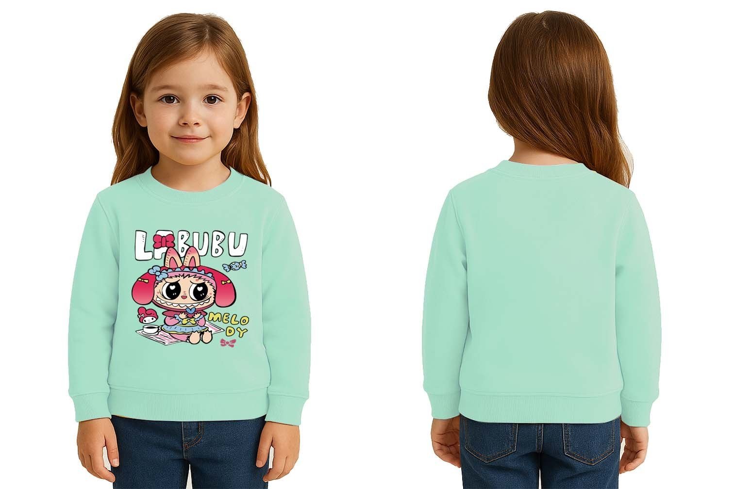 Unisex Labubu Baskılı Çocuk Swaetshirt 3 İplik Şardonlu