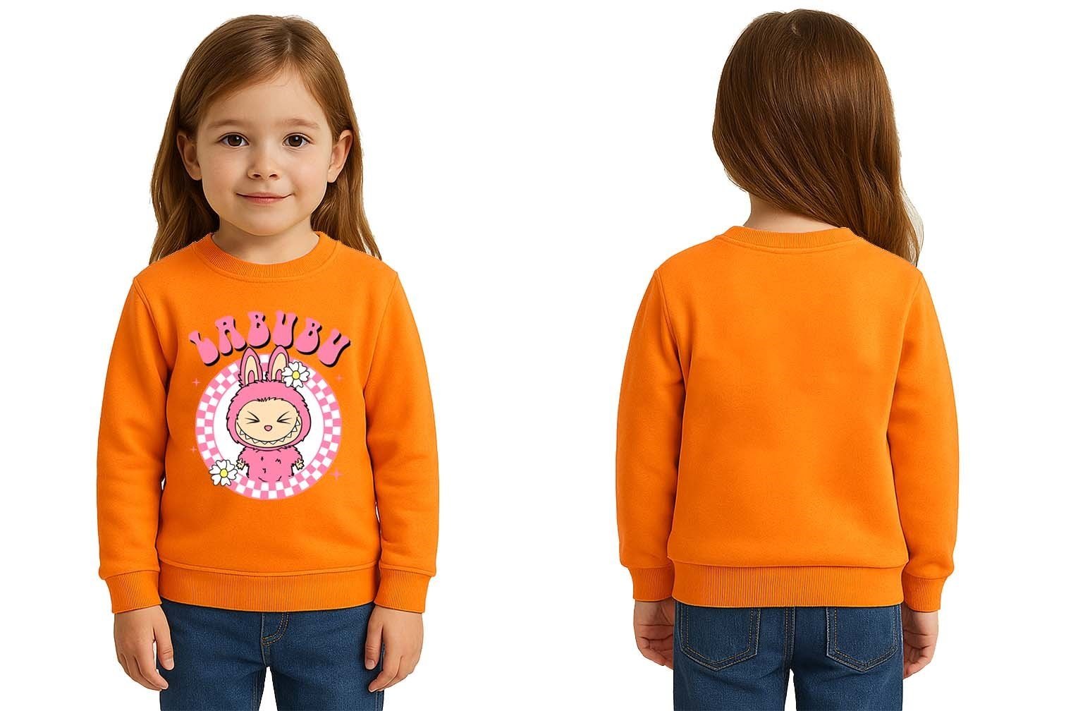Unisex Labubu Baskılı Çocuk Swaetshirt 3 İplik Şardonlu