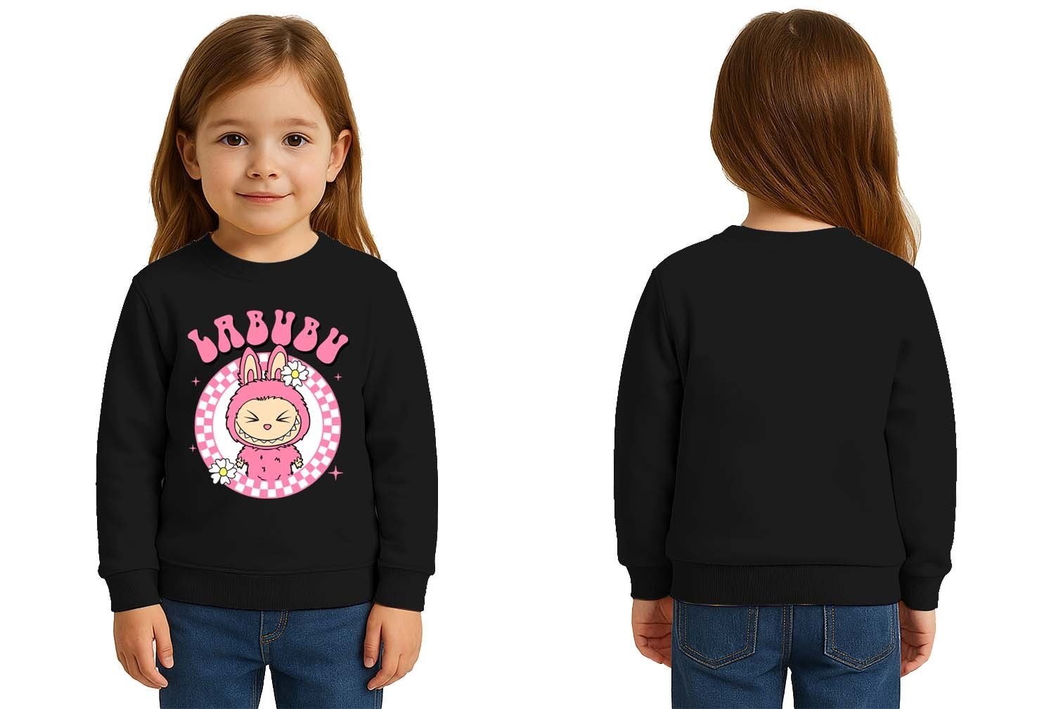 Unisex Labubu Baskılı Çocuk Swaetshirt 3 İplik Şardonlu