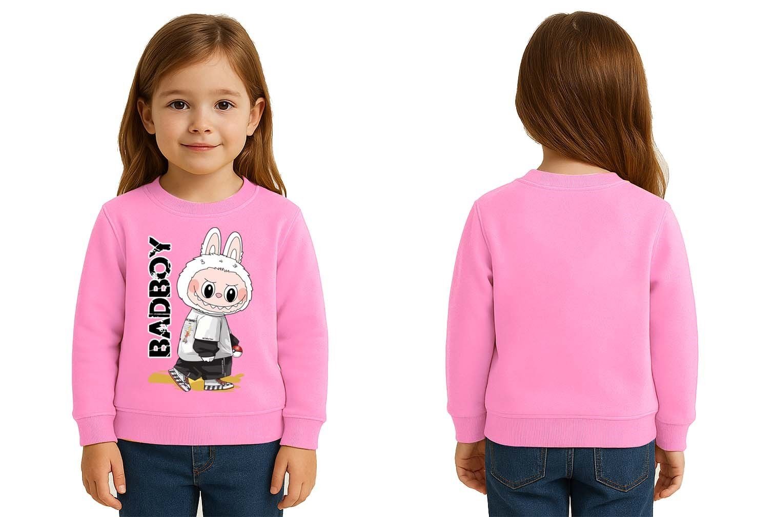 Unisex Labubu Baskılı Çocuk Swaetshirt 3 İplik Şardonlu