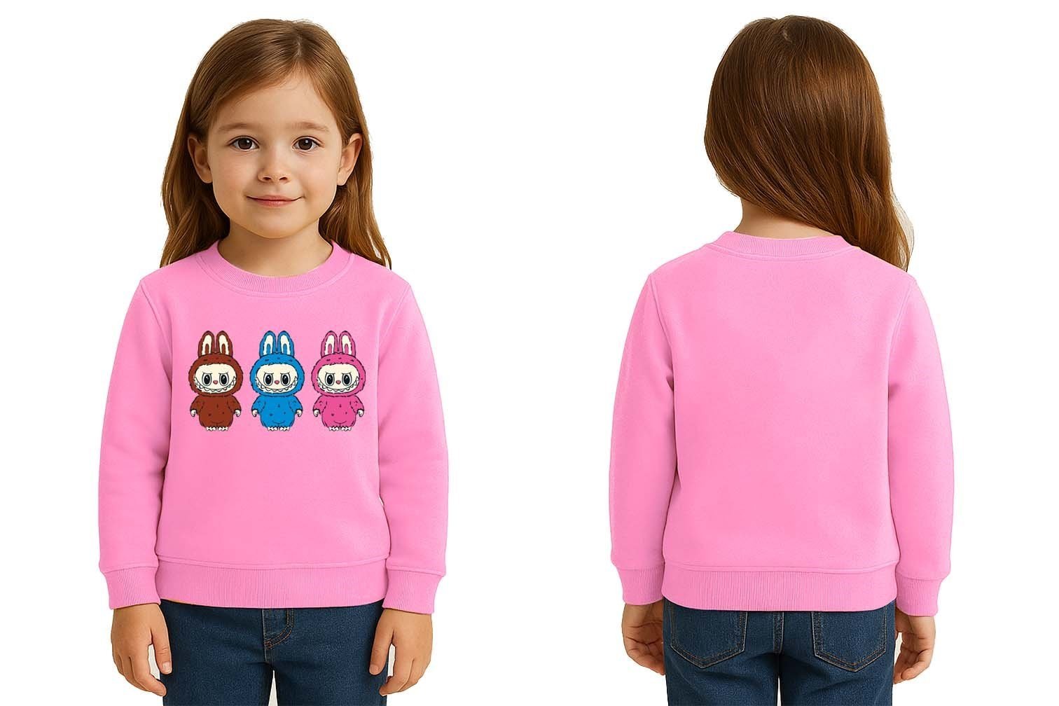 Unisex Labubu Baskılı Çocuk Swaetshirt 3 İplik Şardonlu