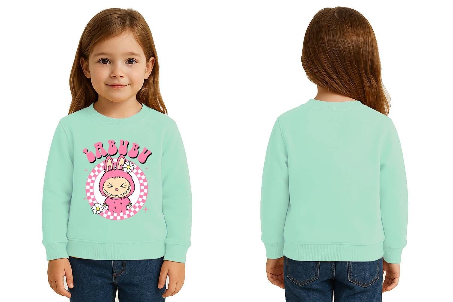 Unisex Labubu Baskılı Çocuk Swaetshirt 3 İplik Şardonlu