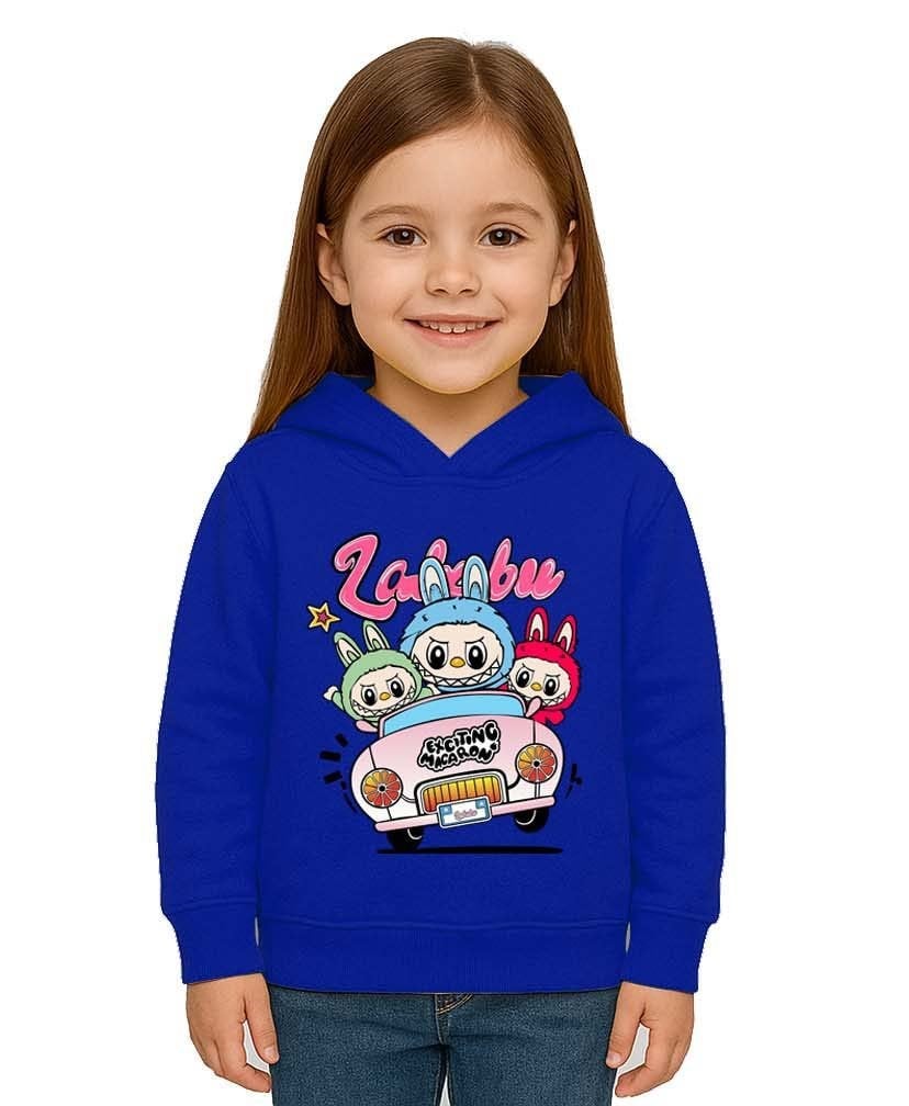 Unisex Labubu Baskılı Çocuk Swaetshirt Kapüşonlu 3 İplik Şardonlu