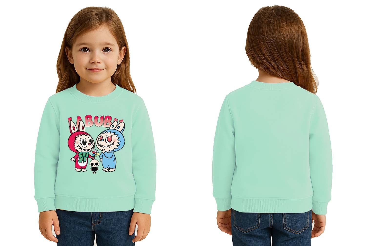 Unisex Labubu Baskılı Çocuk Swaetshirt 3 İplik Şardonlu