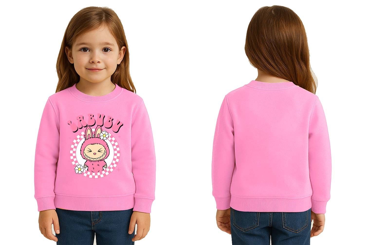 Unisex Labubu Baskılı Çocuk Swaetshirt 3 İplik Şardonlu
