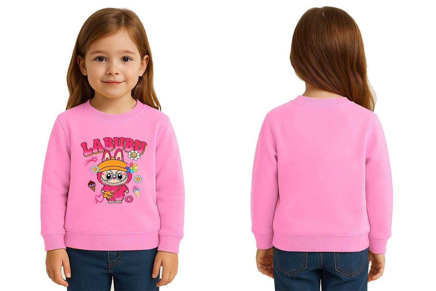 Unisex Labubu Baskılı Çocuk Swaetshirt 3 İplik Şardonlu