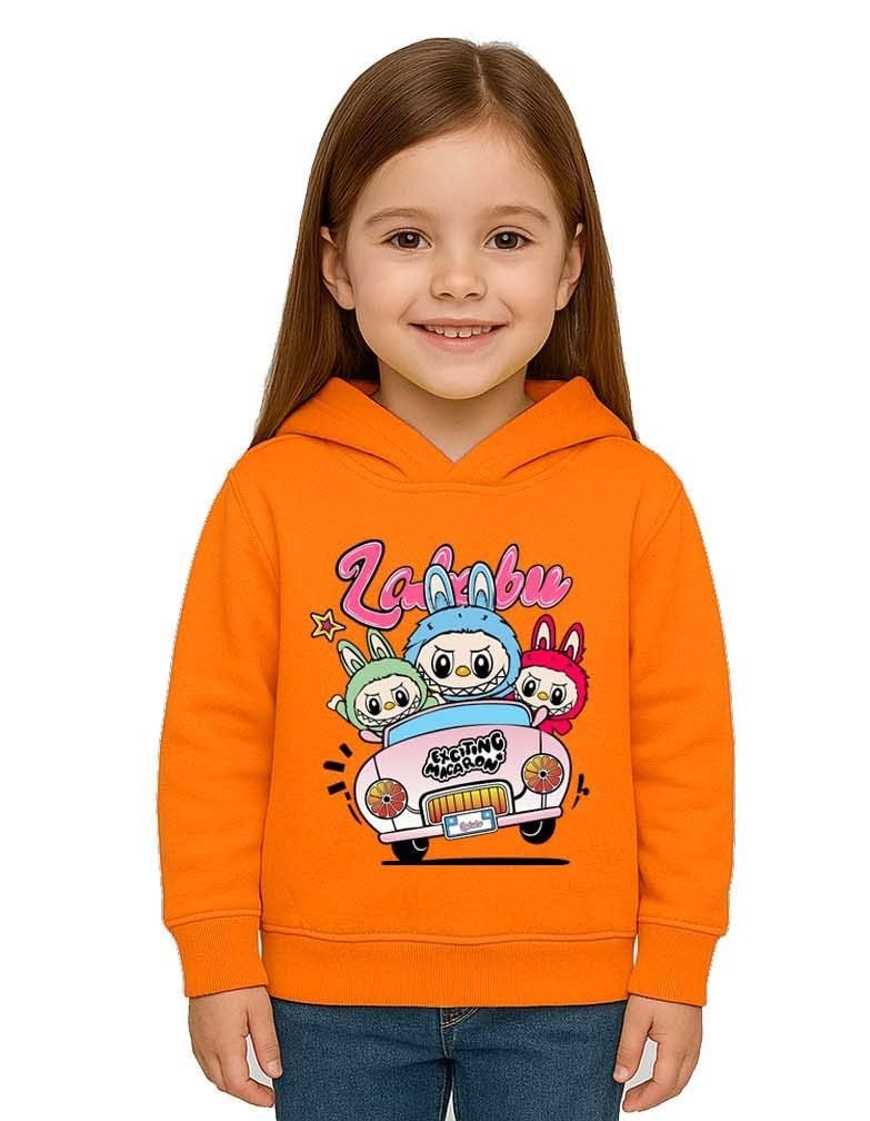 Unisex Labubu Baskılı Çocuk Swaetshirt Kapüşonlu 3 İplik Şardonlu