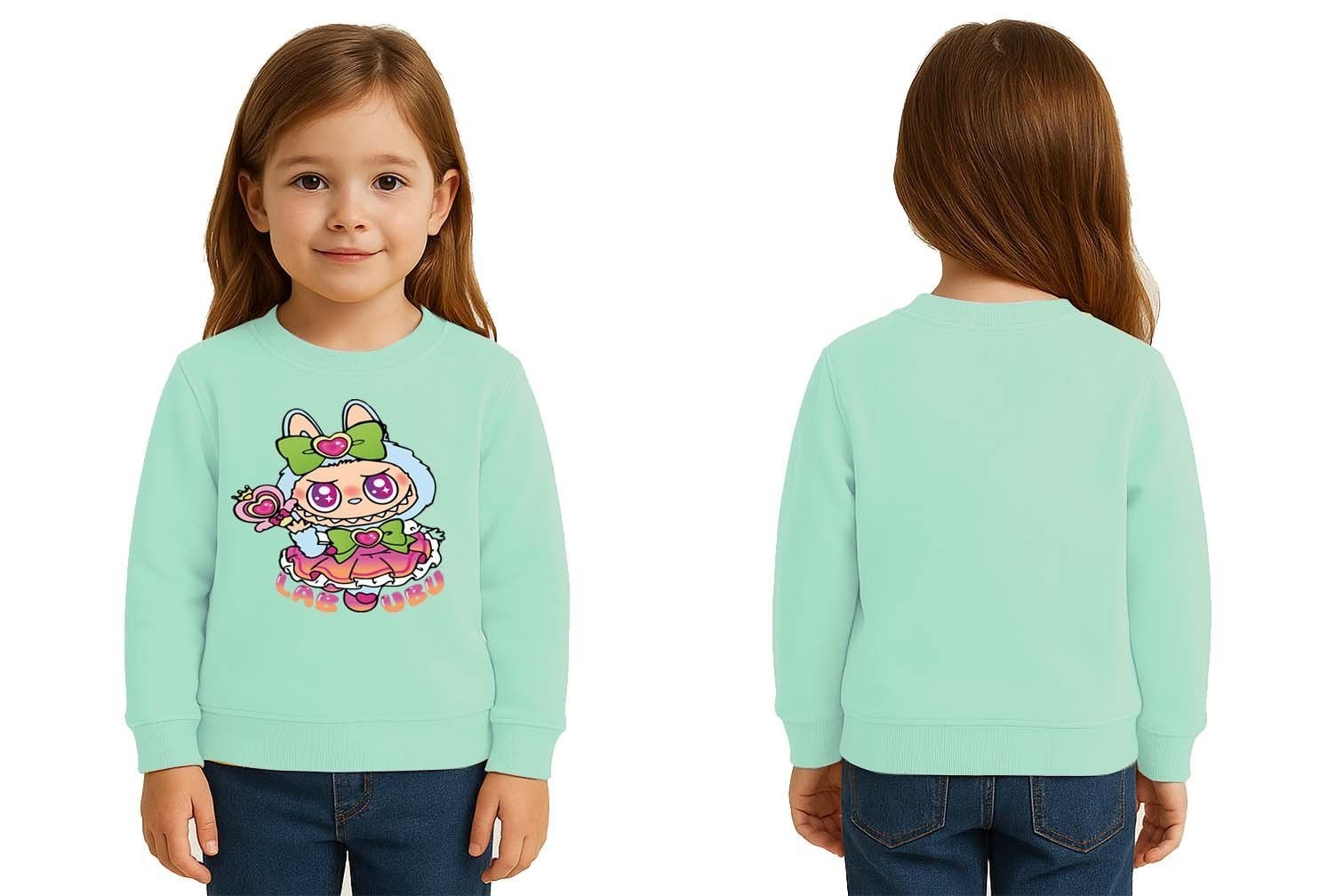 Unisex Labubu Baskılı Çocuk Swaetshirt 3 İplik Şardonlu
