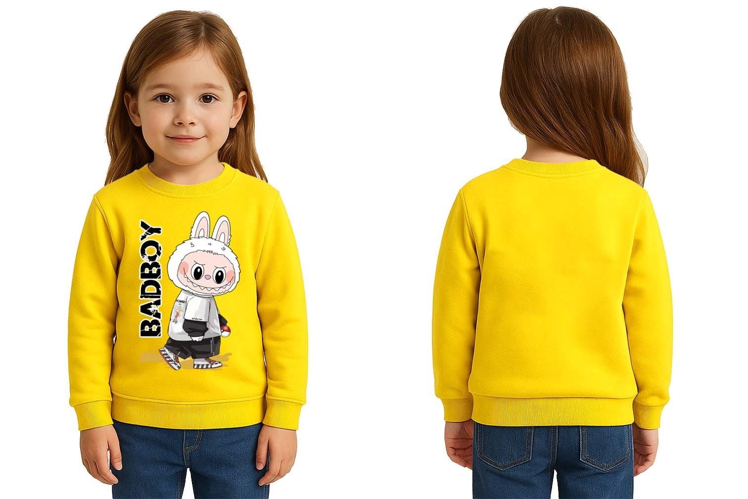 Unisex Labubu Baskılı Çocuk Swaetshirt 3 İplik Şardonlu