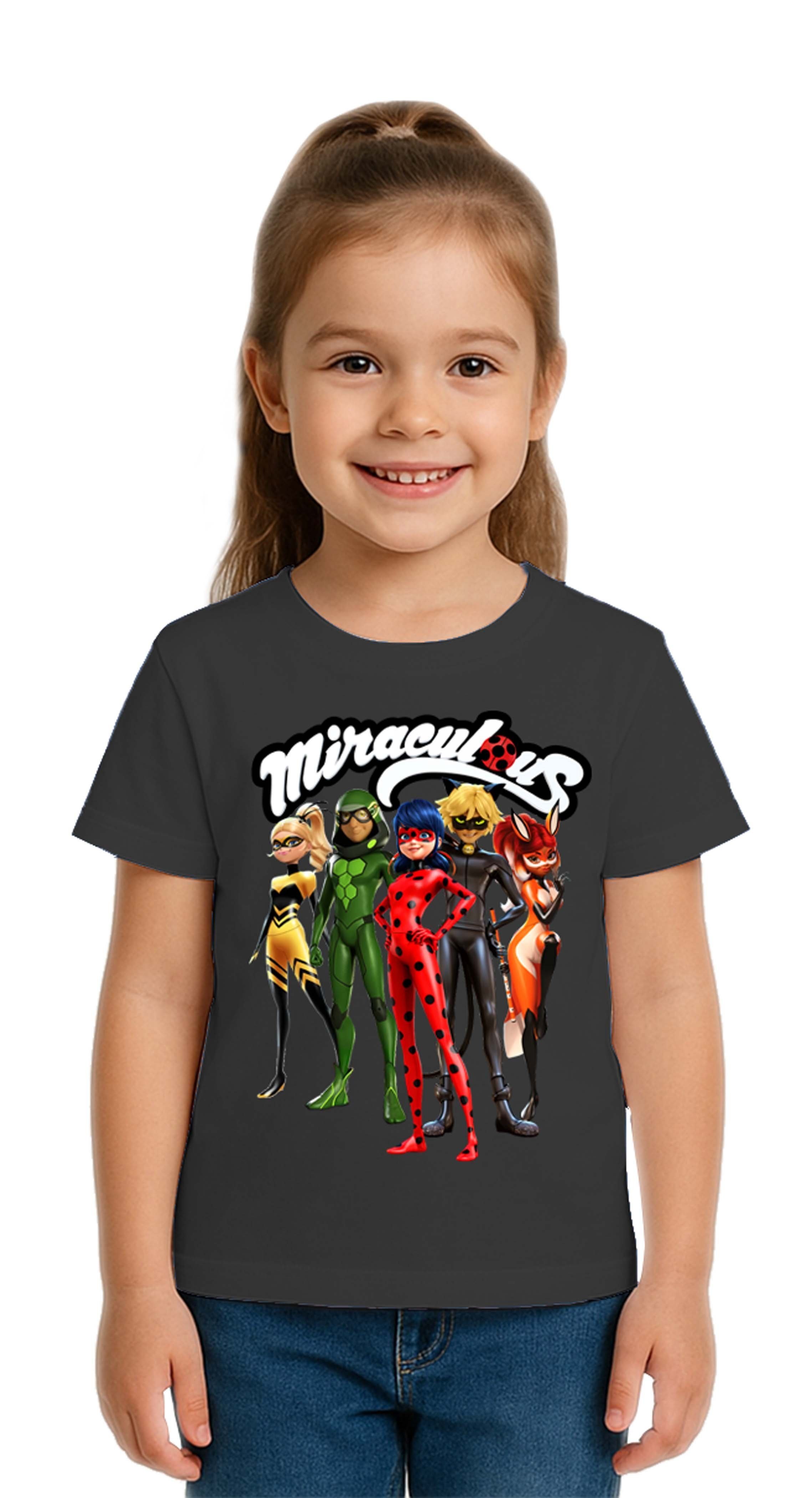 Unisex Ladybug baskılı Çocuk Tişört pamuklu penye kumaş