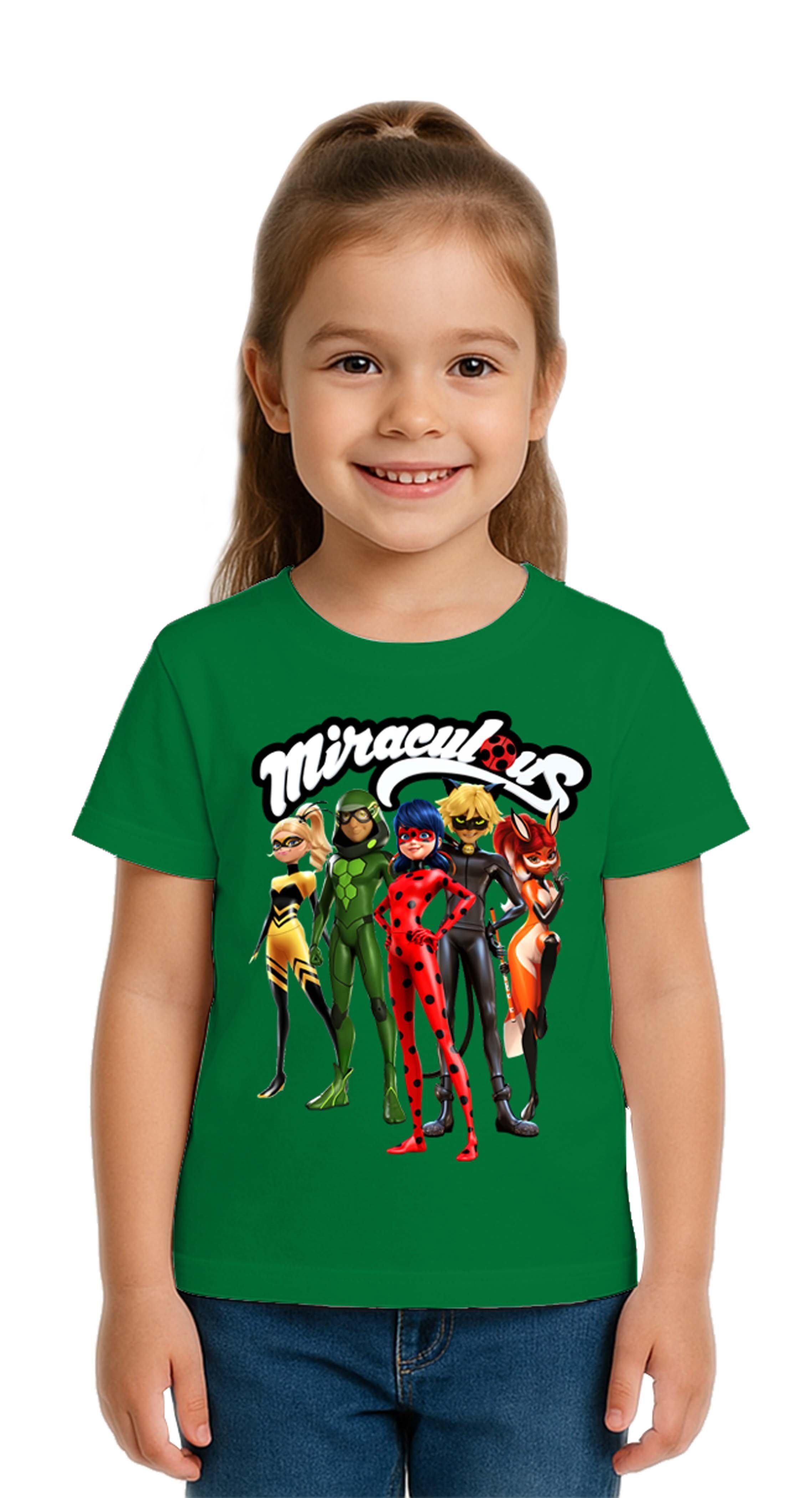Unisex Ladybug baskılı Çocuk Tişört pamuklu penye kumaş