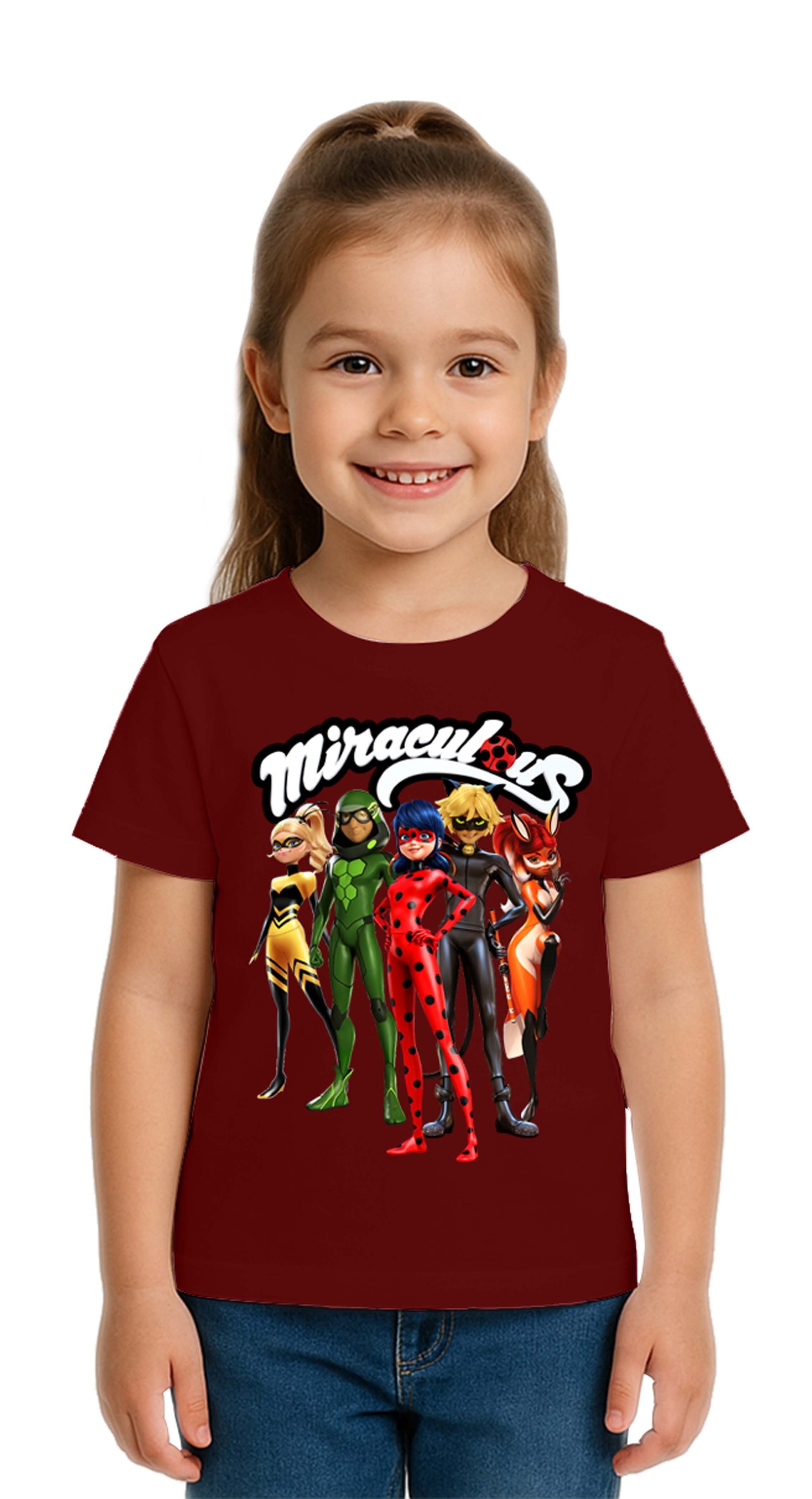 Unisex Ladybug baskılı Çocuk Tişört pamuklu penye kumaş