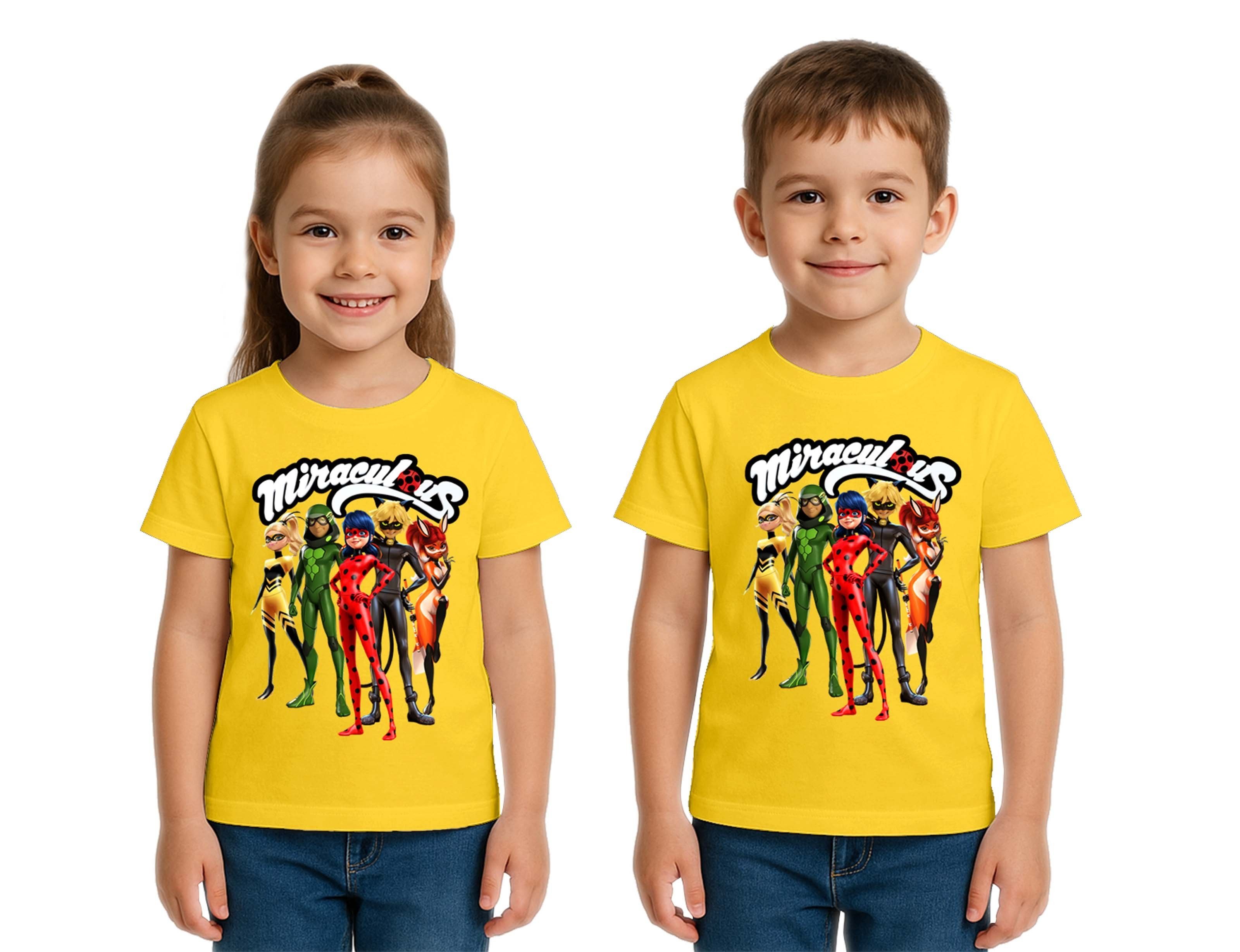 Unisex Ladybug baskılı Çocuk Tişört pamuklu penye kumaş