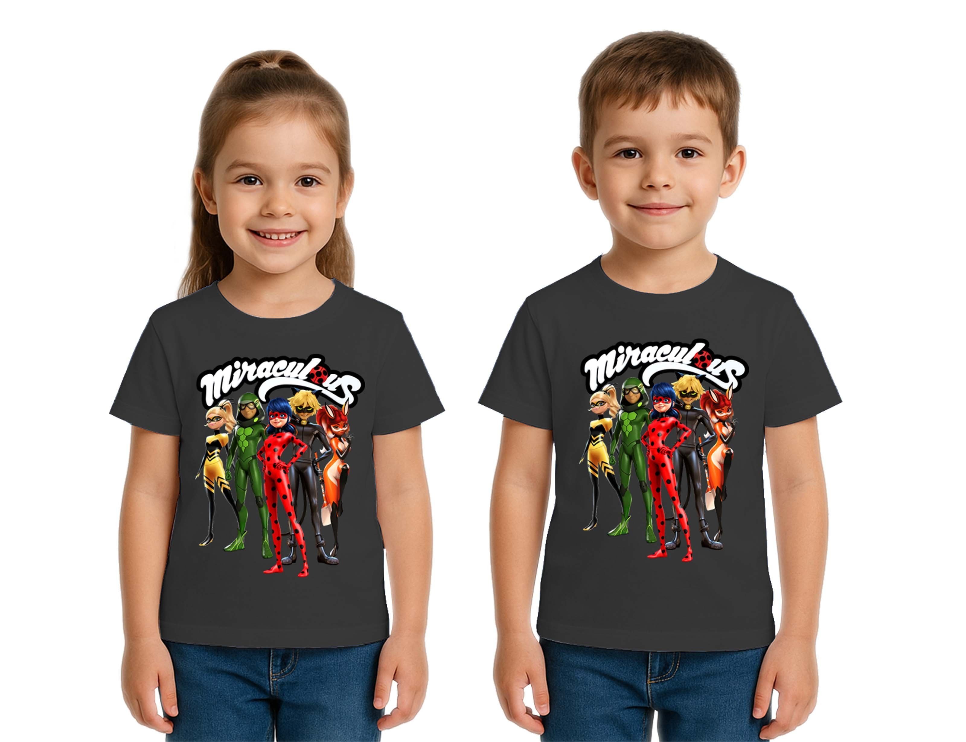Unisex Ladybug baskılı Çocuk Tişört pamuklu penye kumaş