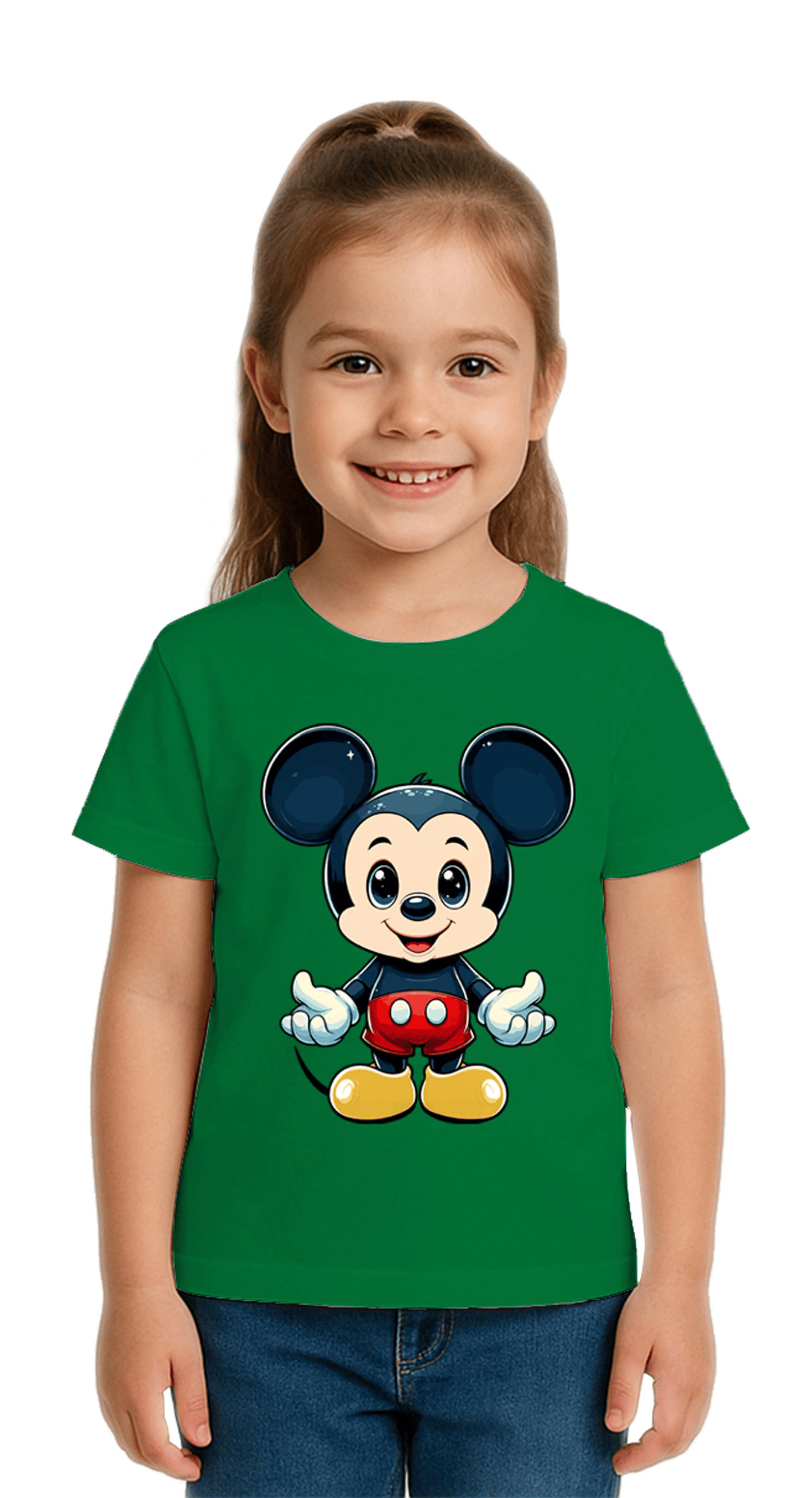 Unisex Mıckey Mouse Baskılı Çocuk Tişört pamuklu penye kumaş