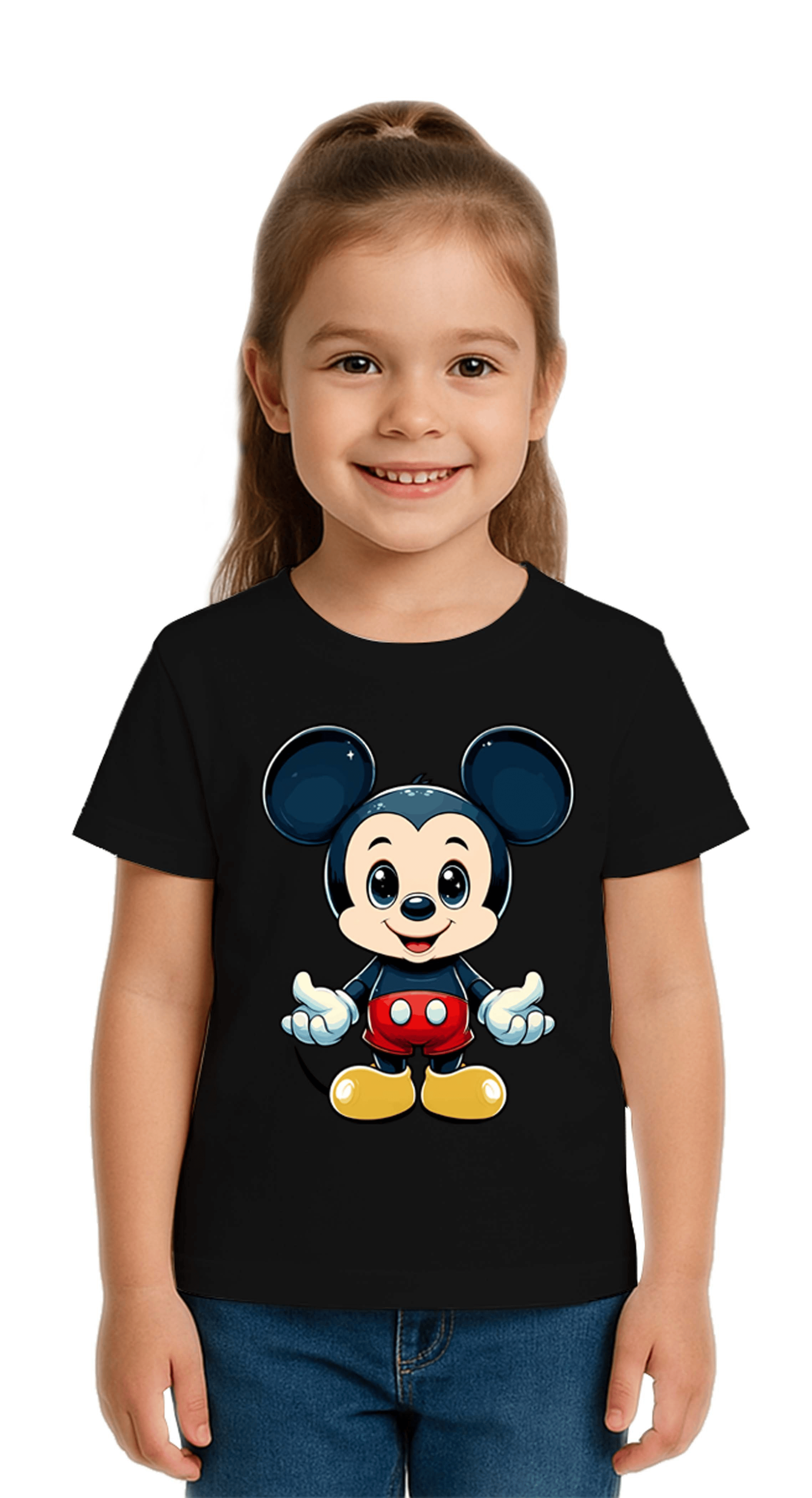 Unisex Mıckey Mouse Baskılı Çocuk Tişört pamuklu penye kumaş