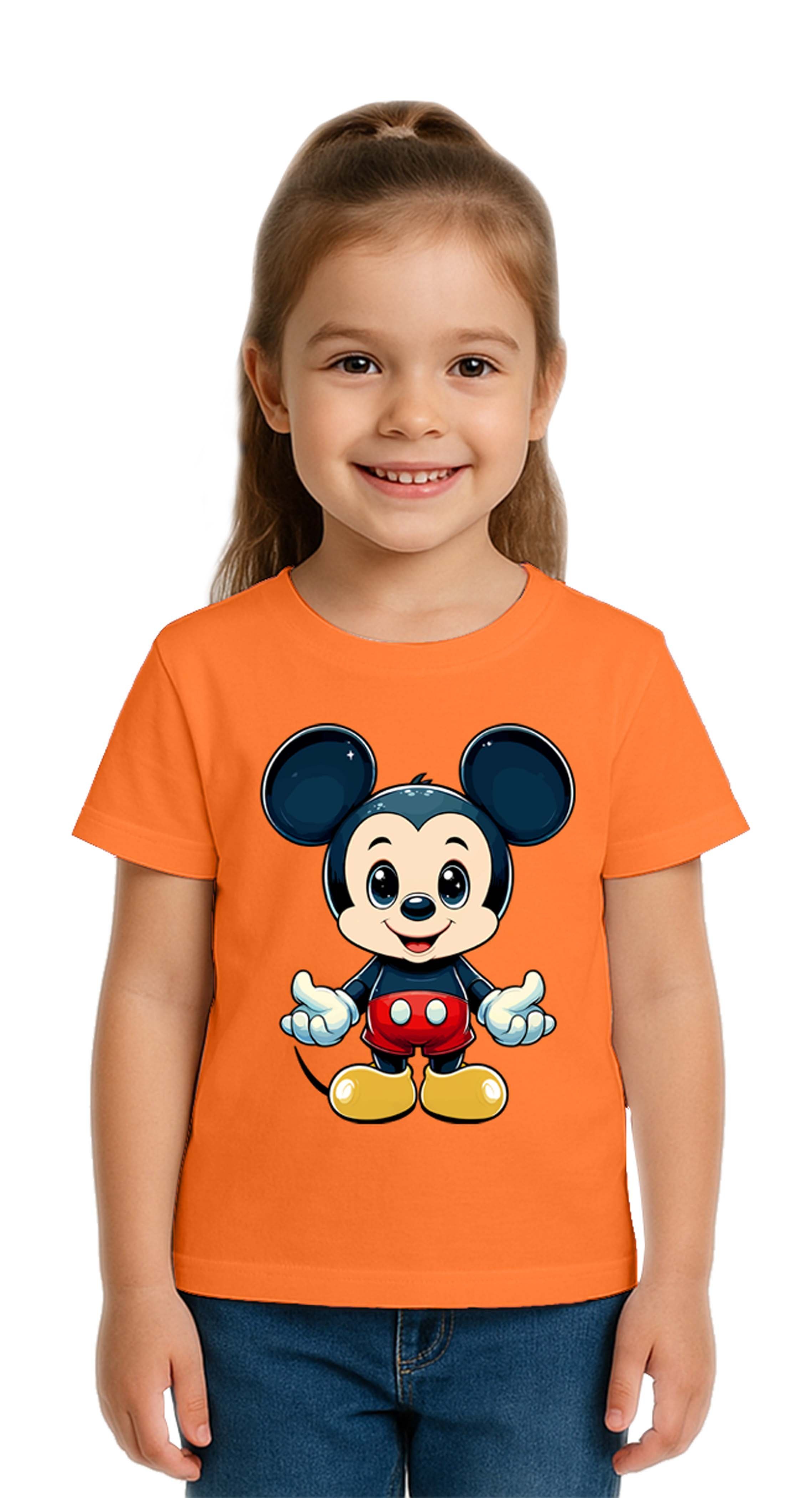 Unisex Mıckey Mouse Baskılı Çocuk Tişört pamuklu penye kumaş
