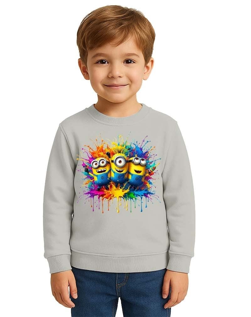 Unisex mınnıons Baskılı Çocuk Swaetshirt 3 İplik Şardonlu