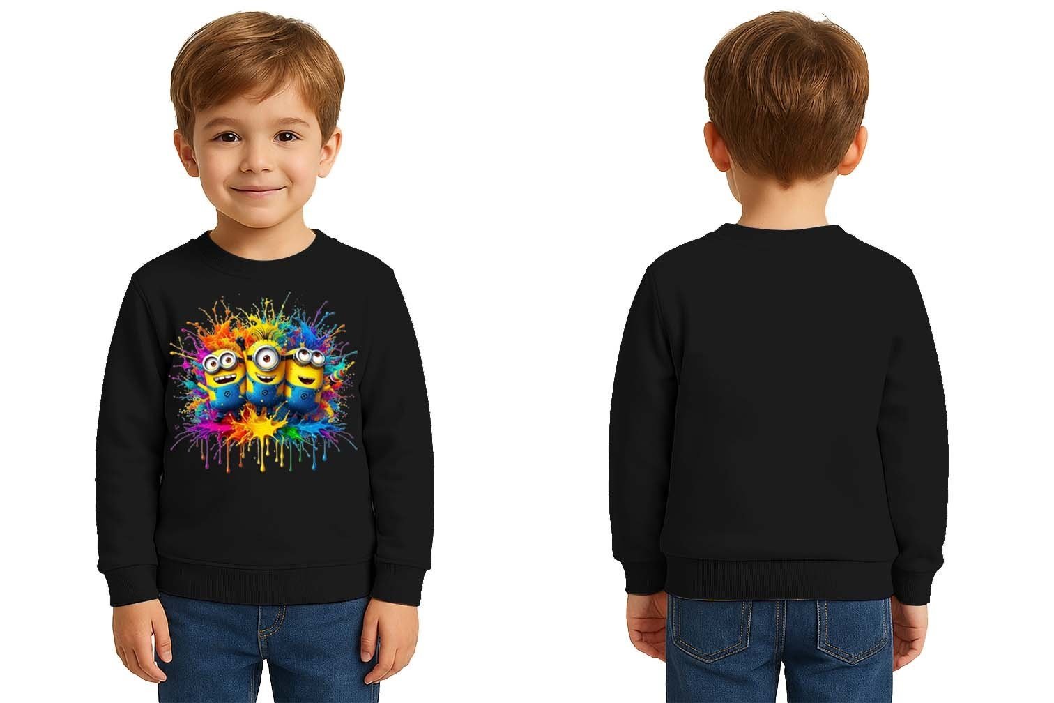 Unisex mınnıons Baskılı Çocuk Swaetshirt 3 İplik Şardonlu