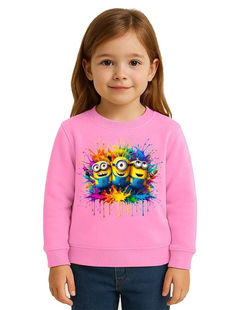 Unisex mınnıons Baskılı Çocuk Swaetshirt 3 İplik Şardonlu