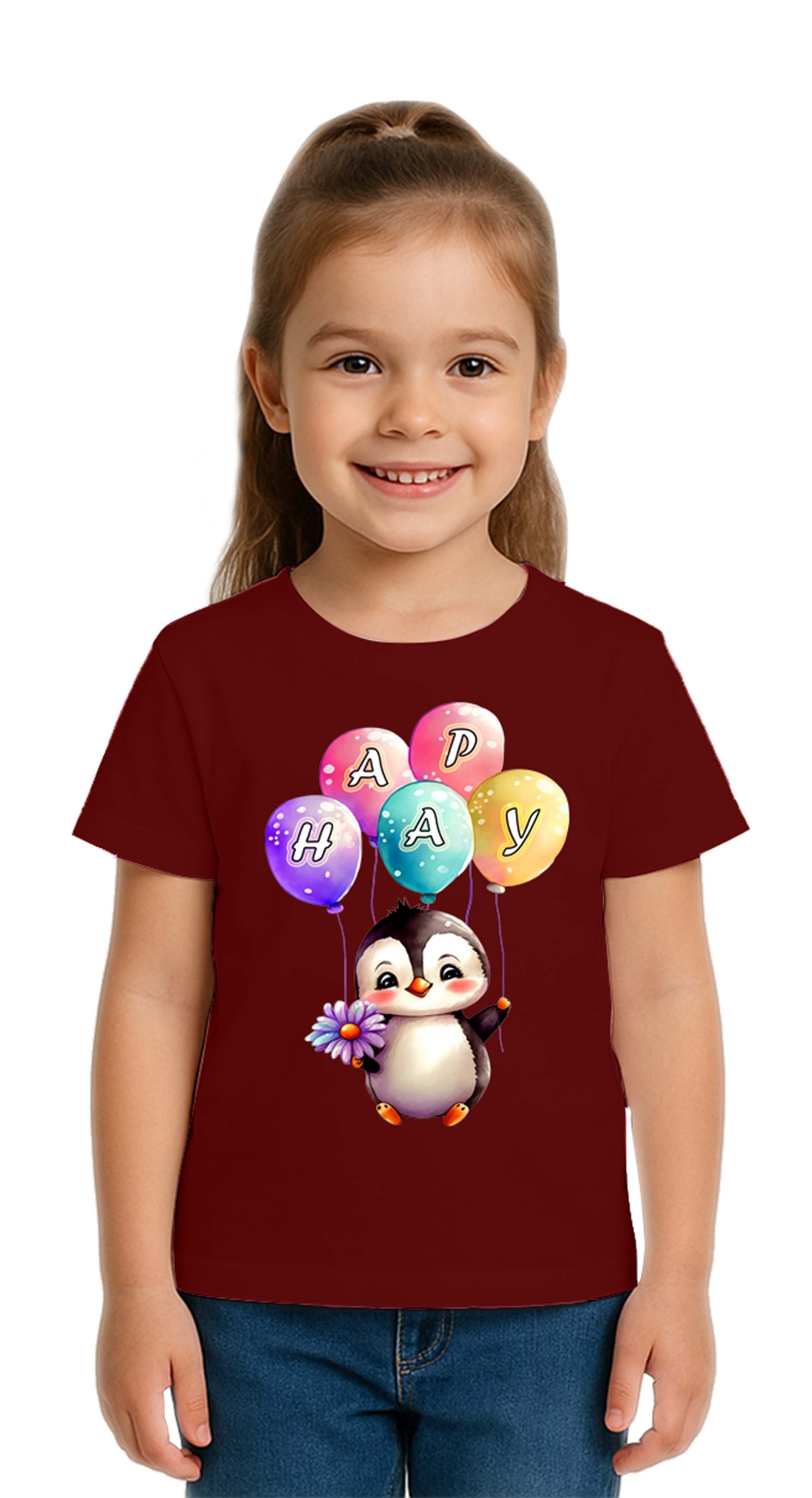 Unisex Penguen Penguin Baskılı Çocuk Tişört pamuklu penye kumaş