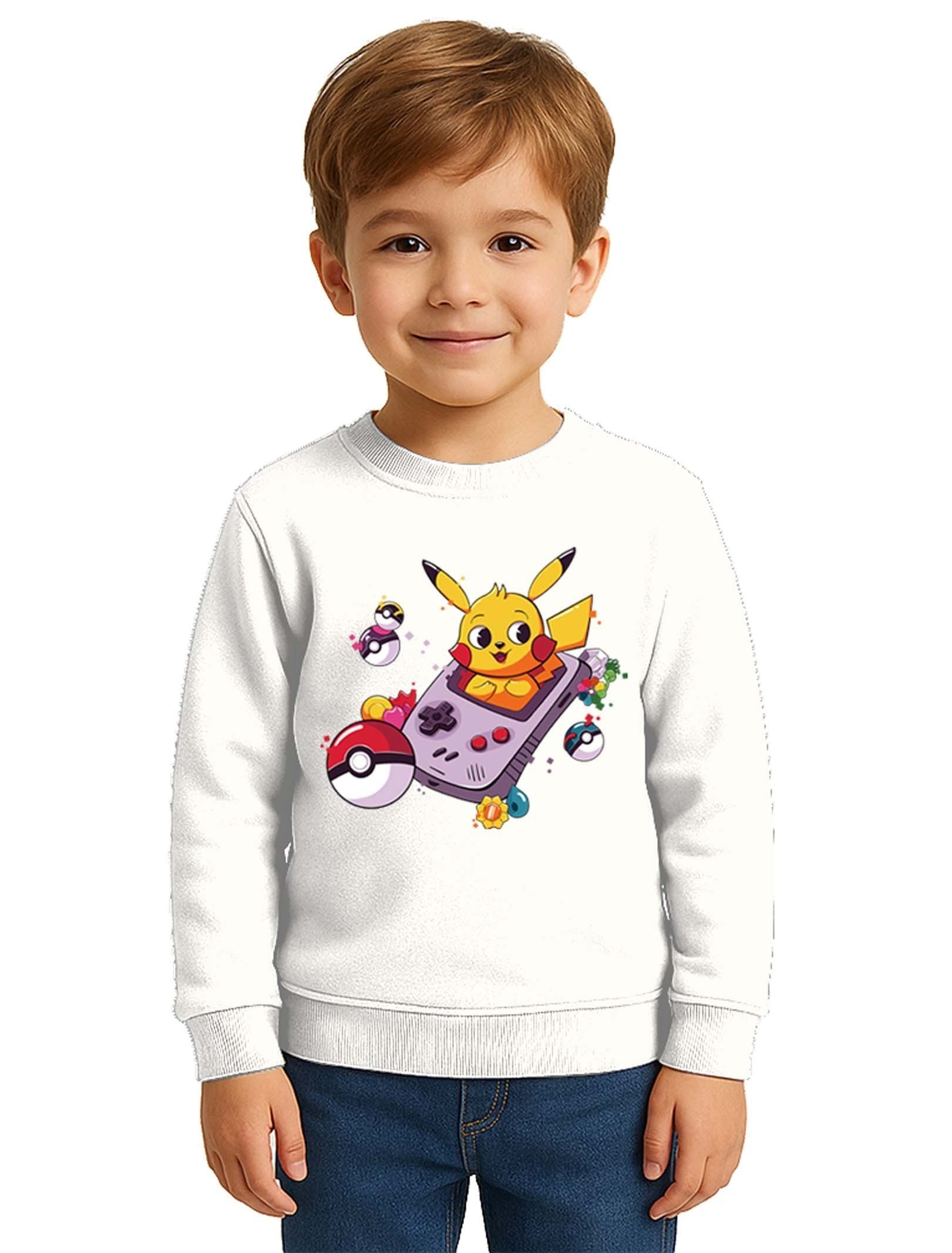 Unisex Pikaçu Baskılı Çocuk Swaetshirt 3 İplik Şardonlu