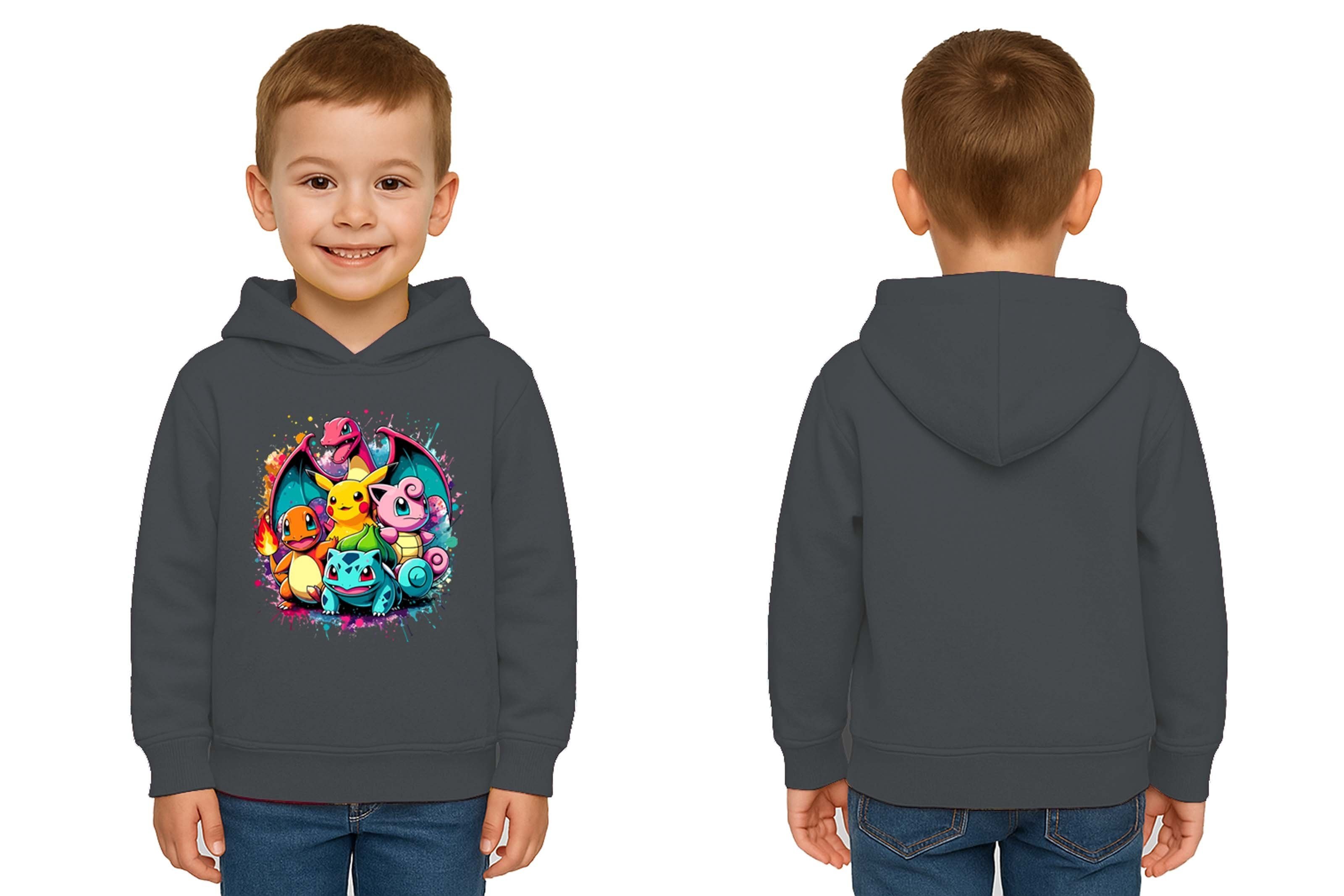 Unisex Pokemon Baskılı Çocuk Swaetshirt 3 İplik Şardonlu