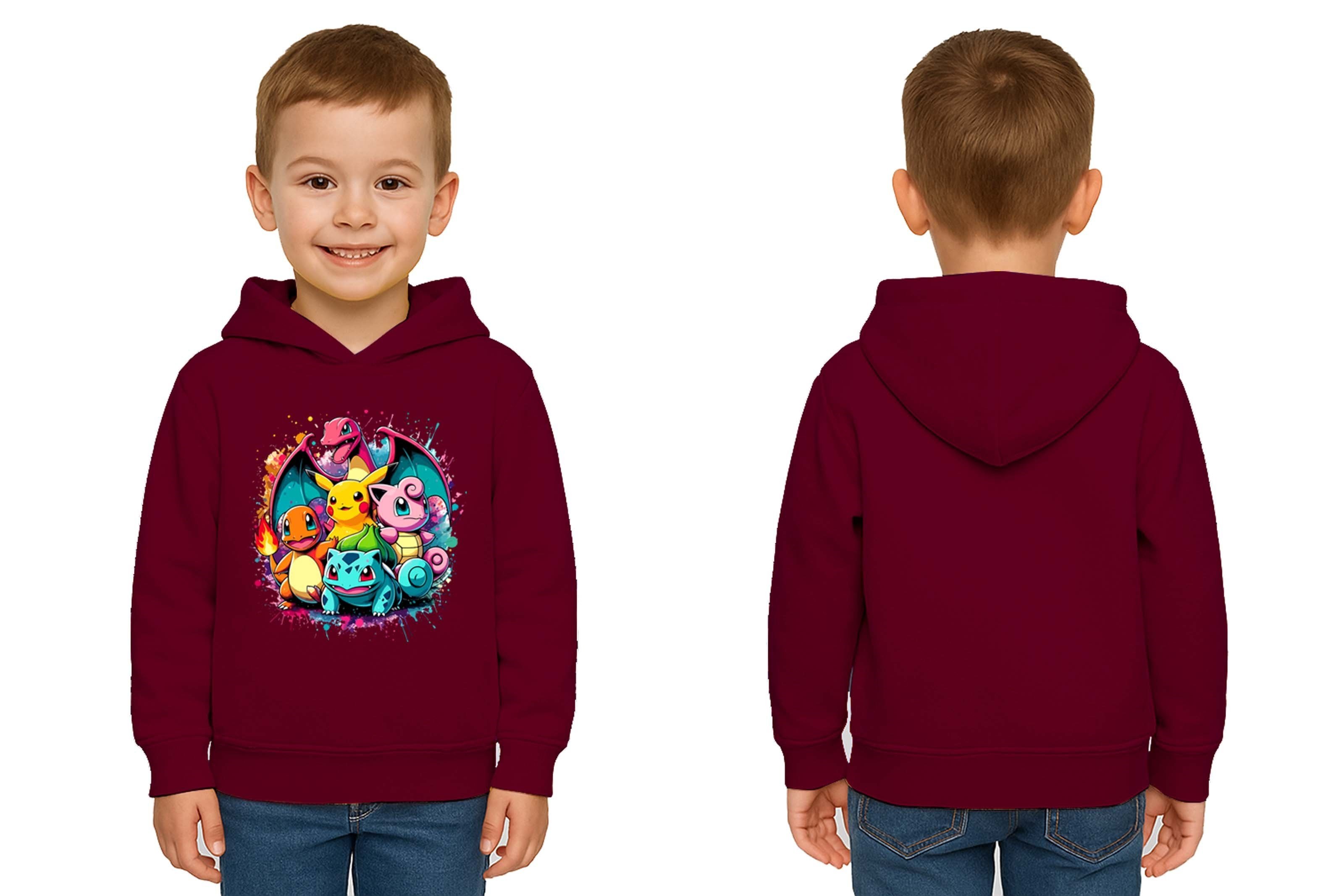 Unisex Pokemon Baskılı Çocuk Swaetshirt 3 İplik Şardonlu