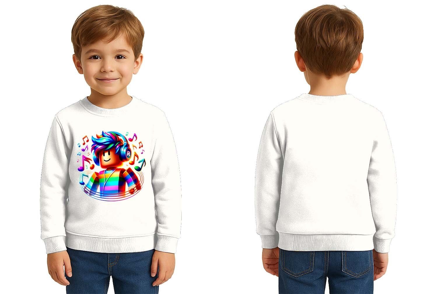 Unisex roblox Baskılı Çocuk Swaetshirt 3 İplik Şardonlu