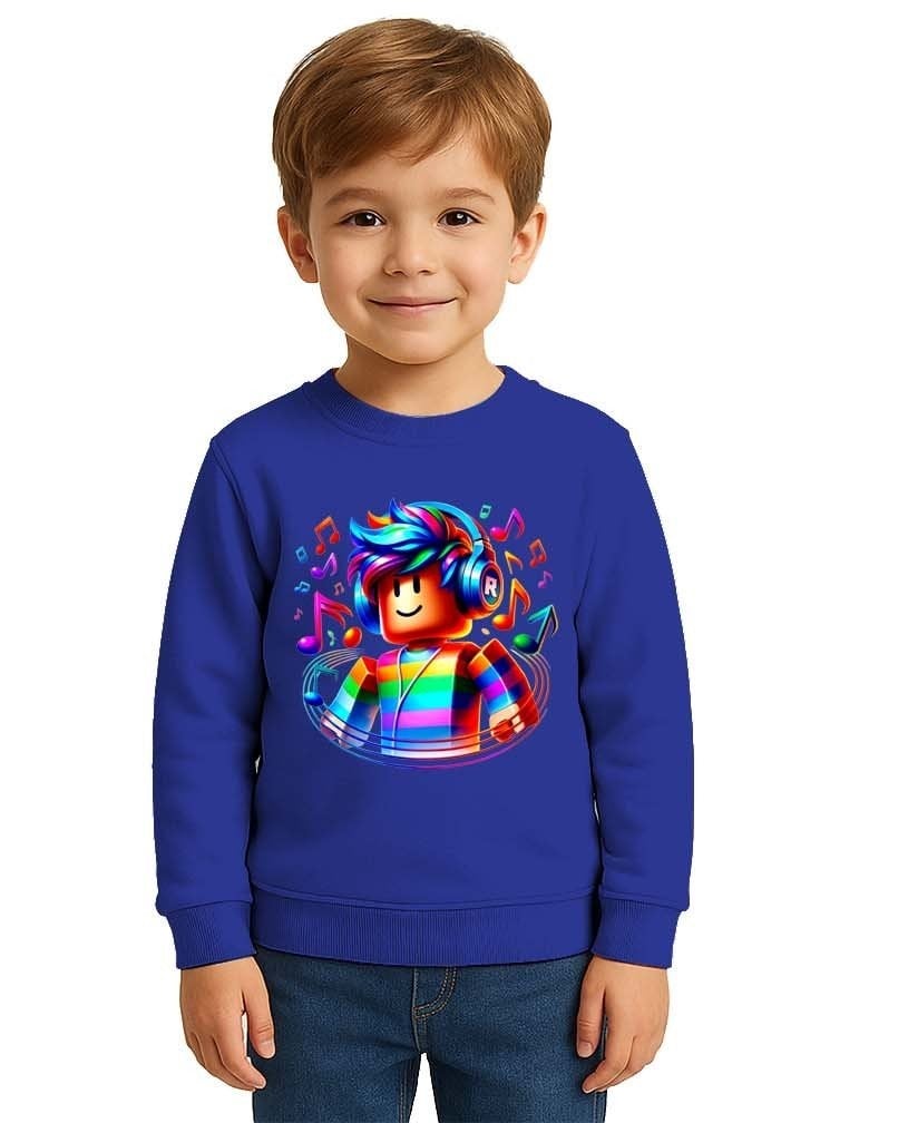 Unisex roblox Baskılı Çocuk Swaetshirt 3 İplik Şardonlu