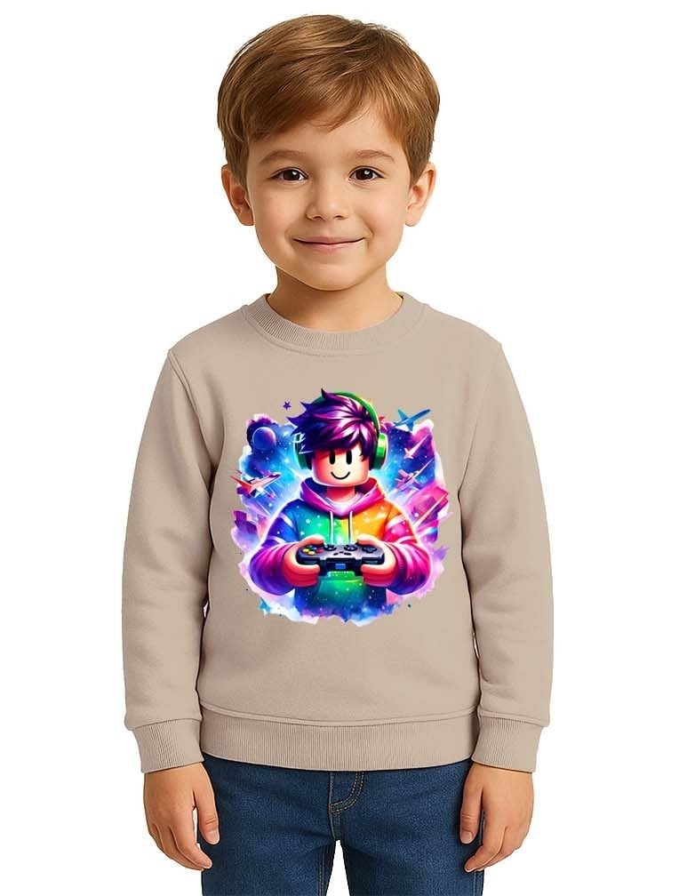 Unisex roblox Baskılı Çocuk Swaetshirt 3 İplik Şardonlu