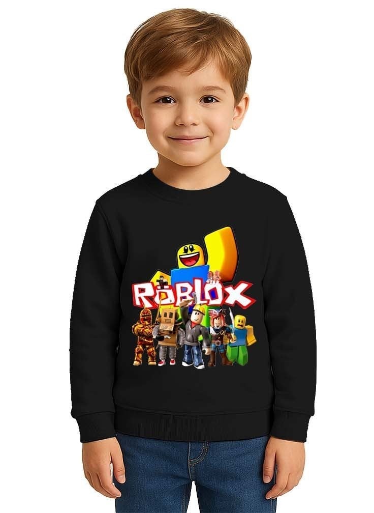 Unisex roblox Baskılı Çocuk Swaetshirt 3 İplik Şardonlu