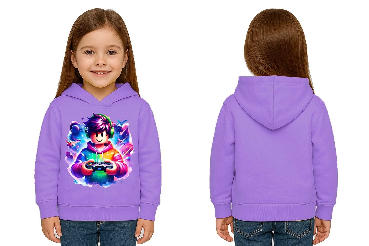 Unisex roblox Baskılı Çocuk Swaetshirt  Baskılı Kapüşonlu 3 İplik Şardonlu