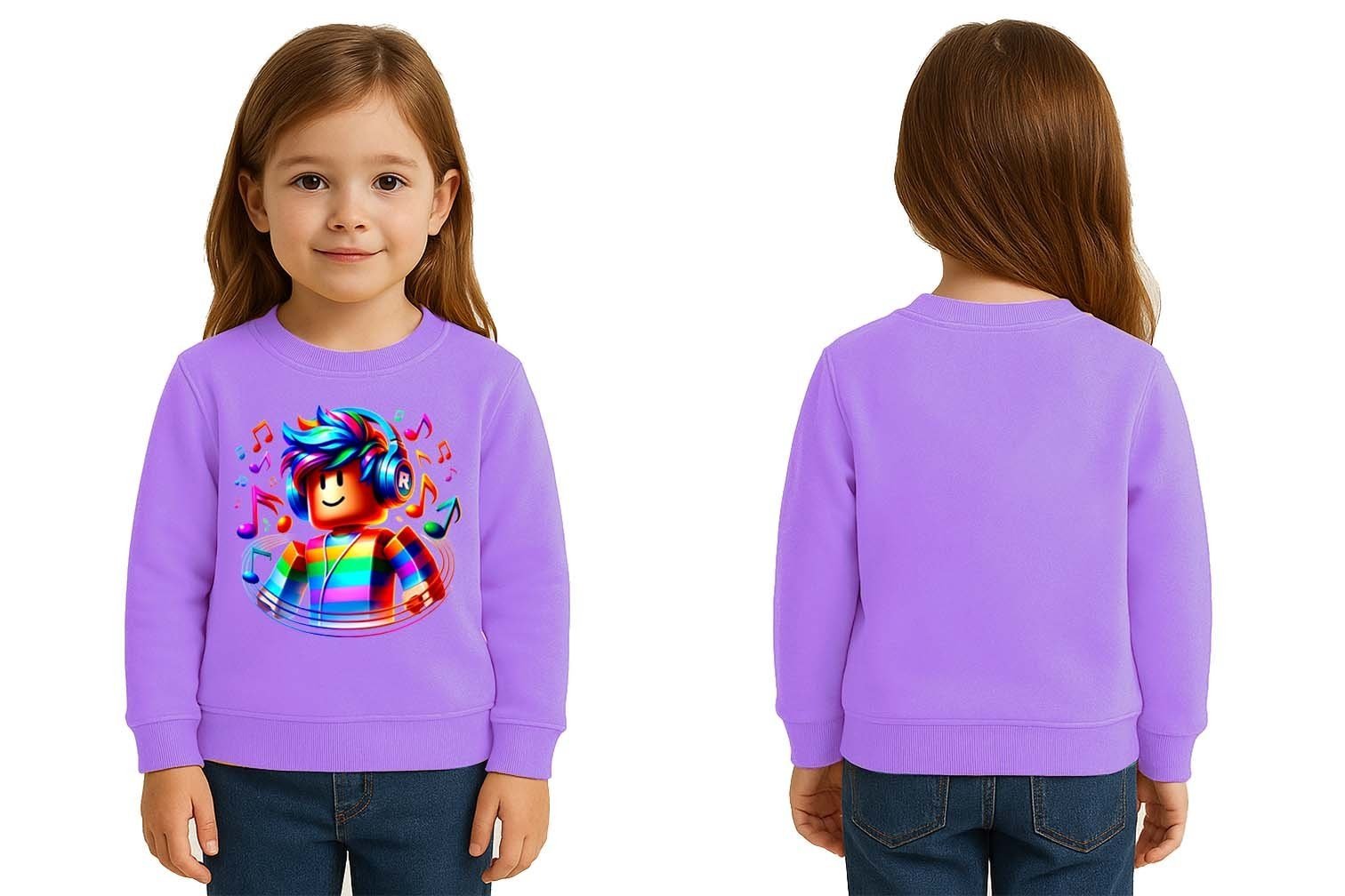 Unisex roblox Baskılı Çocuk Swaetshirt 3 İplik Şardonlu