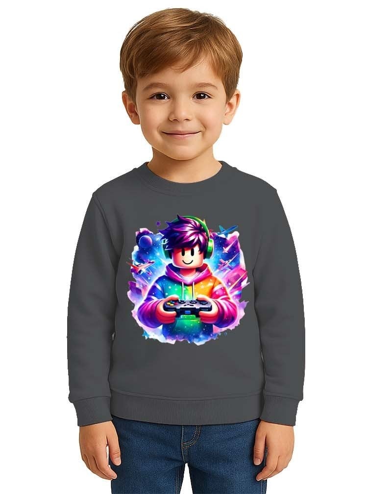 Unisex roblox Baskılı Çocuk Swaetshirt 3 İplik Şardonlu
