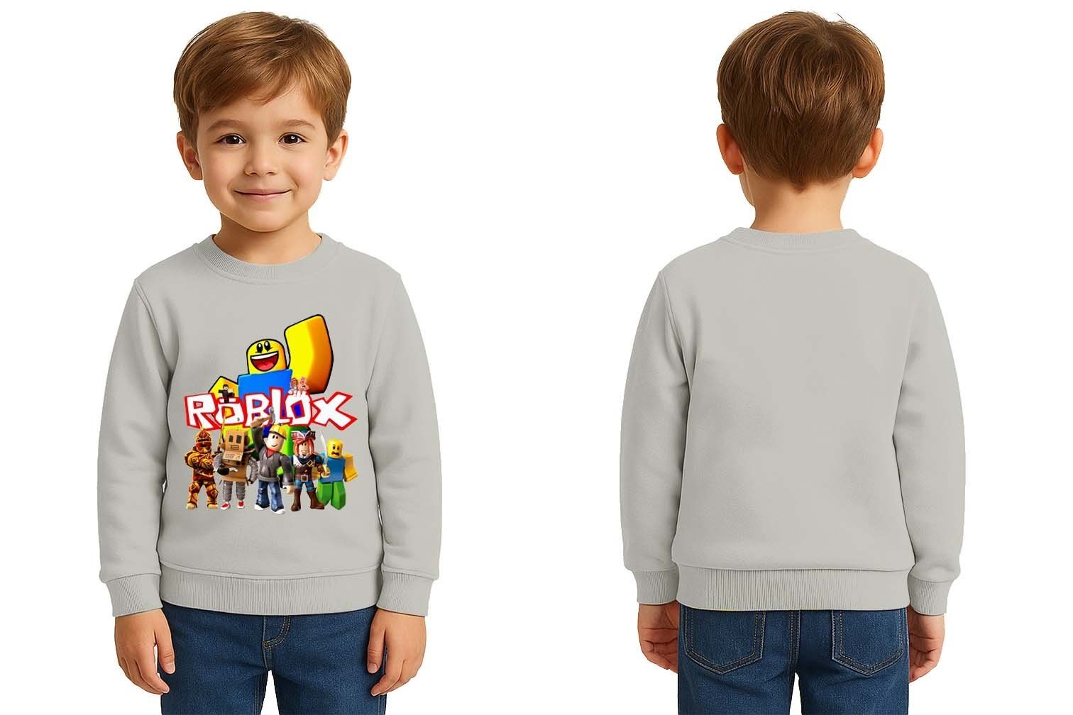 Unisex roblox Baskılı Çocuk Swaetshirt 3 İplik Şardonlu